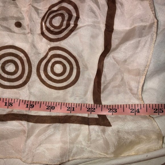 vintage 100% silk white brown circles print scarf - Picture 4 of 4